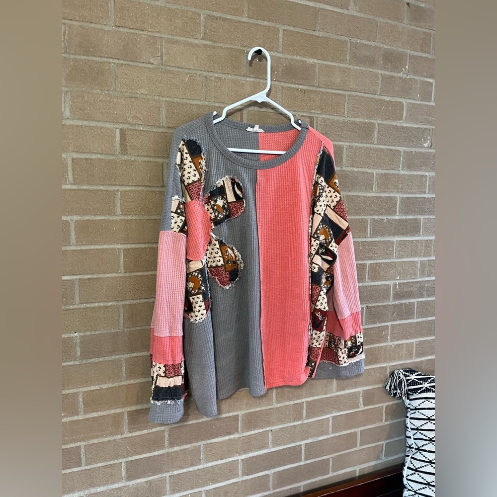 Easel Multicolor Patchwork Tunic Top - image 3